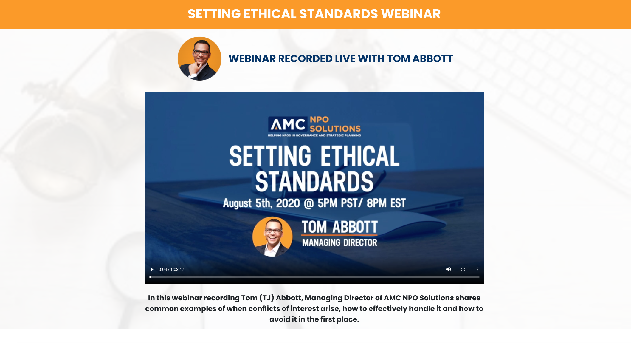 Setting Ethical Standards Webinar Recording